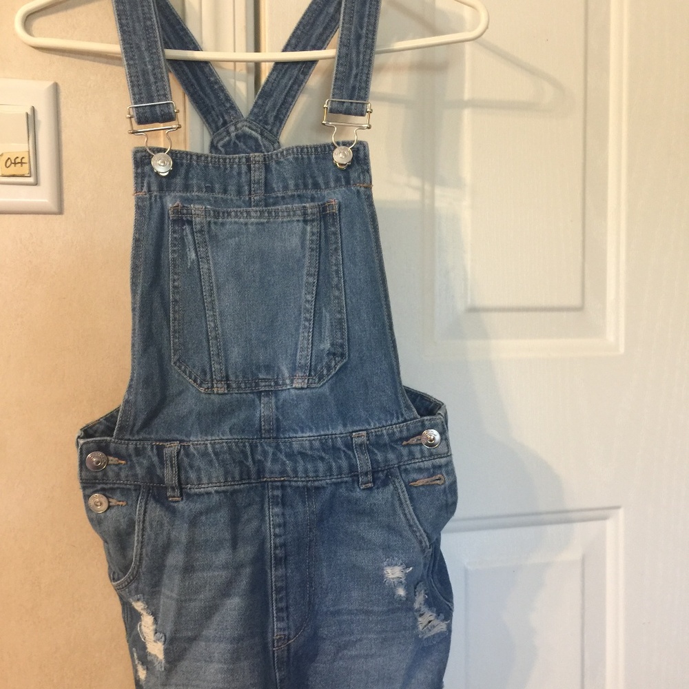 H&M Ripped Overall Shorts